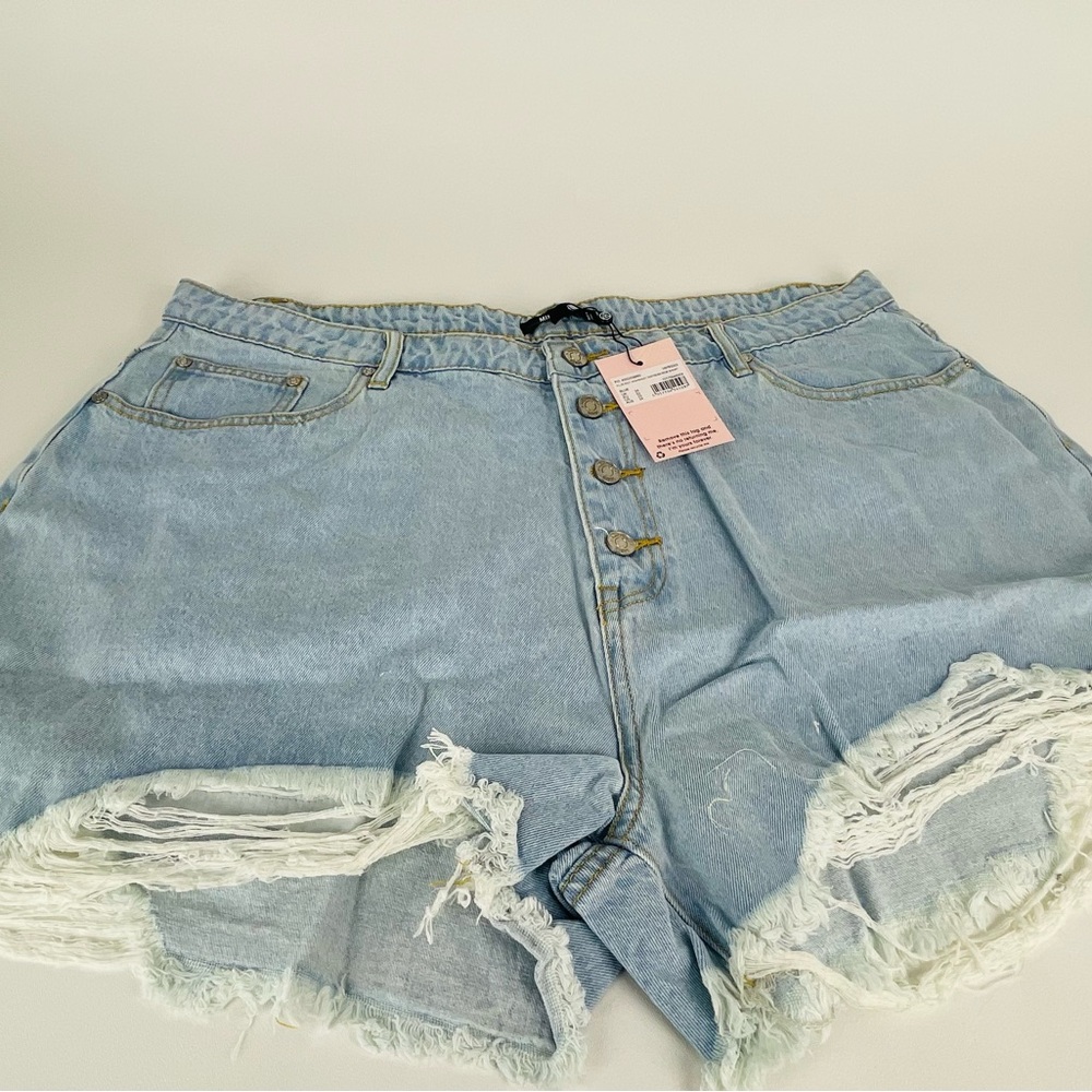 PLUS RIOT HIGHWAIST DISTRESS MOM SHORT
blue